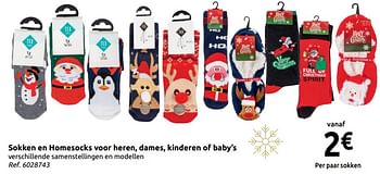 Promoties Sokken en homesocks voor heren, dames, kinderen of baby`s - Tex - Geldig van 24/11/2018 tot 31/12/2018 bij Carrefour