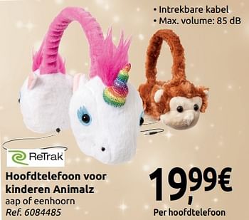 Promoties Hoofdtelefoon voor kinderen animalz - Retrak - Geldig van 24/11/2018 tot 31/12/2018 bij Carrefour