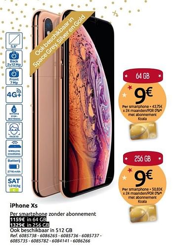 Promotions Apple iphone xs 64 GB - Apple - Valide de 24/11/2018 à 31/12/2018 chez Carrefour