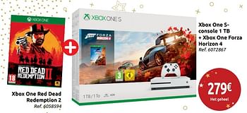 Promoties Xbox one sconsole 1 tb + xbox one forza horizon 4 + xbox one red dead redemption 2 - Microsoft - Geldig van 24/11/2018 tot 31/12/2018 bij Carrefour