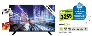 Promoties Highone led tv hi4900uhd - HighOne - Geldig van 28/11/2018 tot 11/12/2018 bij Electro Depot