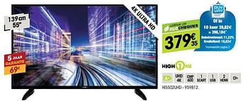 Promoties Highone led tv hi5502uhd - HighOne - Geldig van 28/11/2018 tot 11/12/2018 bij Electro Depot