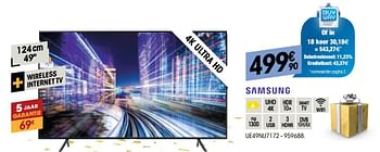 Promoties Samsung led tv uhd 4k 49` ue49nu7172 - Samsung - Geldig van 28/11/2018 tot 11/12/2018 bij Electro Depot