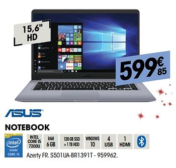 Promoties Asus notebook s501ua-br1391t - Asus - Geldig van 28/11/2018 tot 11/12/2018 bij Electro Depot