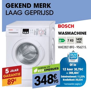 Promoties Bosch wasmachine wae28218fg - Bosch - Geldig van 28/11/2018 tot 11/12/2018 bij Electro Depot