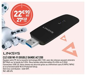 Promotions Linksys clé usb wi-fi double bande ac1200 - Linksys - Valide de 14/11/2018 à 31/12/2018 chez Hyper Buro