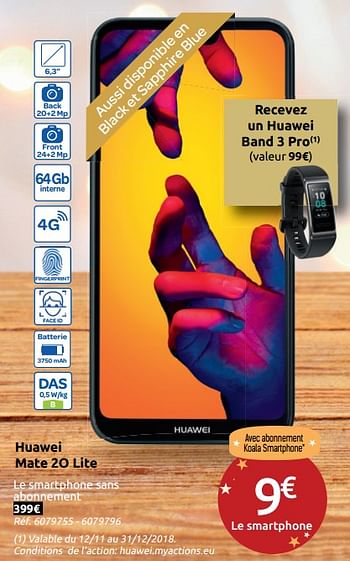 Promoties Huawei mate 2o lite - Huawei - Geldig van 24/11/2018 tot 31/12/2018 bij Carrefour