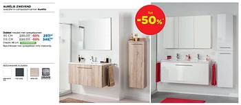 Promoties Aurélie zwevend dubbel meubel met spiegelpaneel - Linie - Geldig van 02/12/2018 tot 26/12/2018 bij X2O
