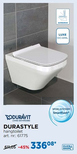 Duravit Smartflush Hangtoiletten Durastyle Hangtoilet - Promotie Bij X2O