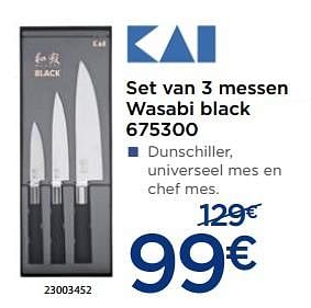 Promotions Set van 3 messen wasabi black 675300 - Kai - Valide de 03/12/2018 à 31/12/2018 chez Krefel