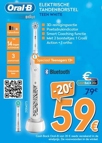 Promoties Oral-b elektrische tandenborstel teen white - Braun - Geldig van 03/12/2018 tot 31/12/2018 bij Krefel
