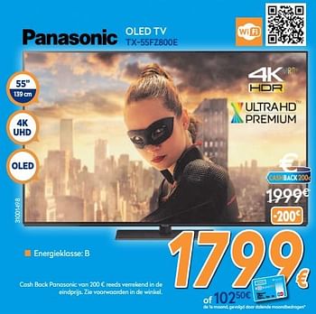 Promoties Panasonic oled tv tx-55fz800e - Panasonic - Geldig van 03/12/2018 tot 31/12/2018 bij Krefel
