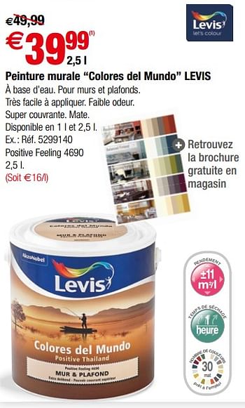 Promotions Peinture murale colores del mundo levis - Levis - Valide de 28/11/2018 à 24/12/2018 chez Brico