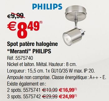 Promotions Spot patère halogène meranti philips - Philips - Valide de 28/11/2018 à 24/12/2018 chez Brico