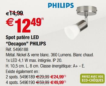 Promoties Spot patère led decagon philips - Philips - Geldig van 28/11/2018 tot 24/12/2018 bij Brico