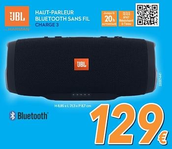 Promotions Jbl haut-parleur bluetooth sans fil charge 3 - UBL - Valide de 28/11/2018 à 28/12/2018 chez Krefel