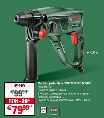 Promotions Marteau perforateur pbh2100re bosch - Bosch - Valide de 28/11/2018 à 24/12/2018 chez Brico