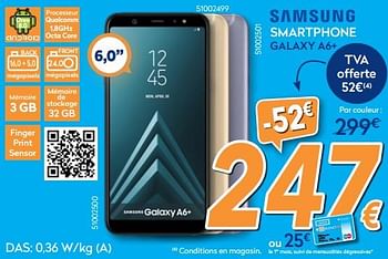 Promotions Samsung smartphone galaxy a6+ - Samsung - Valide de 28/11/2018 à 28/12/2018 chez Krefel