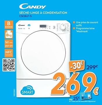 Promoties Candy sèche-linge à condensation csc8lf-s - Candy - Geldig van 28/11/2018 tot 28/12/2018 bij Krefel