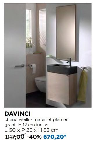 Promotions Meubles pour toilettes davinci chêne vieilli - miroir et plan en granit - Balmani - Valide de 02/12/2018 à 26/12/2018 chez X2O