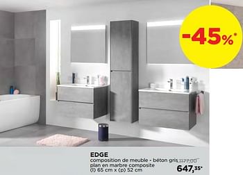 Promoties Edge composition de meuble - béton gris plan en marbre composite - Storke - Geldig van 02/12/2018 tot 26/12/2018 bij X2O