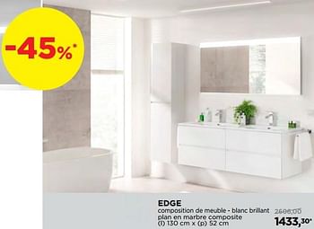 Promotions Edge composition de meuble - blanc brillant plan en marbre composite - Storke - Valide de 02/12/2018 à 26/12/2018 chez X2O