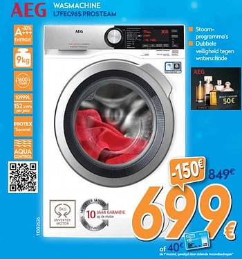 Promoties Aeg wasmachine l7fec96s prosteam - AEG - Geldig van 03/12/2018 tot 31/12/2018 bij Krefel
