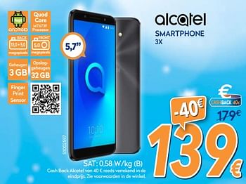 Promoties Alcatel smartphone 3x - Alcatel - Geldig van 03/12/2018 tot 31/12/2018 bij Krefel