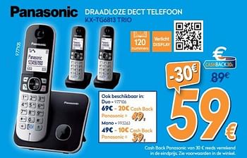 Promotions Panasonic draadloze dect telefoon kx-tg6813 trio - Panasonic - Valide de 03/12/2018 à 31/12/2018 chez Krefel