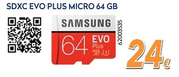 Promoties Samsung sdxc evo plus micro 64 gb - Samsung - Geldig van 03/12/2018 tot 31/12/2018 bij Krefel
