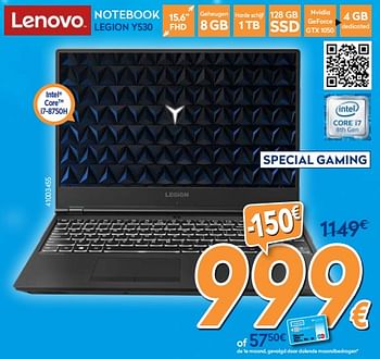 Promoties Lenovo notebook legion y530 - Lenovo - Geldig van 03/12/2018 tot 31/12/2018 bij Krefel
