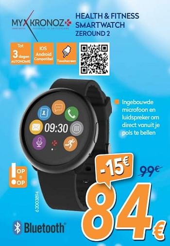 Promoties Mykronoz health + fitness smartwatch zeround 2 - MyKronoz - Geldig van 03/12/2018 tot 31/12/2018 bij Krefel