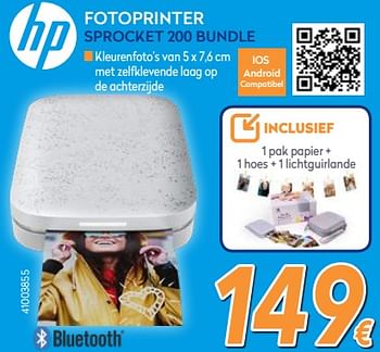 Promotions Hp fotoprinter sprocket 200 bundle - HP - Valide de 03/12/2018 à 31/12/2018 chez Krefel