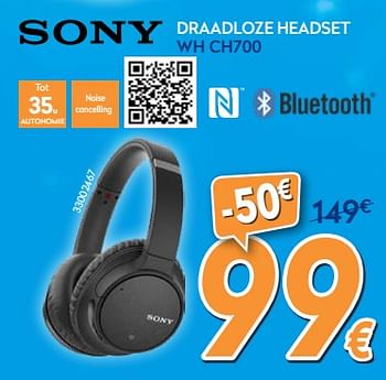 Promoties Sony draadloze headset wh ch700 - Sony - Geldig van 03/12/2018 tot 31/12/2018 bij Krefel