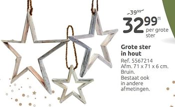 Promoties Grote ster in hout - Huismerk - Brico - Geldig van 28/11/2018 tot 24/12/2018 bij Brico