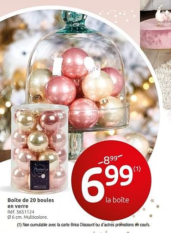 Promoties Boîte de 20 boules en verre - Huismerk - Brico - Geldig van 28/11/2018 tot 24/12/2018 bij Brico