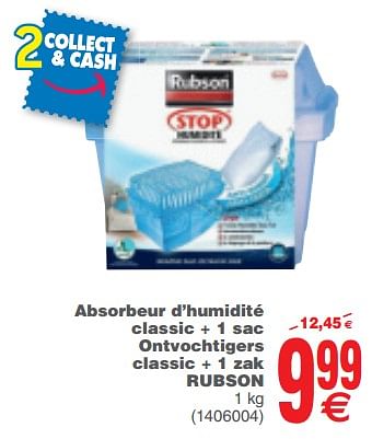Promotions Absorbeur d`humidité classic + 1 sac ontvochtigers classic + 1 zak rubson - Rubson - Valide de 27/11/2018 à 10/12/2018 chez Cora