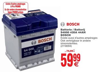 Promoties Bosch batterie - batterij s4000 420a 44ah - Bosch - Geldig van 27/11/2018 tot 10/12/2018 bij Cora