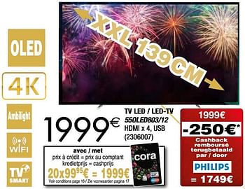 Promotions Philips tv led - led-tv 55oled803-12 - Philips - Valide de 27/11/2018 à 24/12/2018 chez Cora