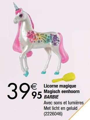 Promoties Licorne magique magisch eenhoorn barbie - Mattel - Geldig van 27/11/2018 tot 24/12/2018 bij Cora