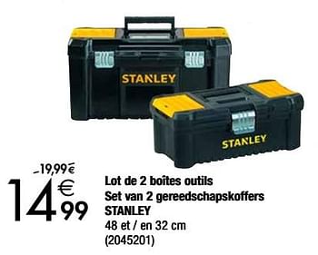 Promoties Lot de 2 boîtes outils set van 2 gereedschapskoffers stanley - Stanley - Geldig van 27/11/2018 tot 24/12/2018 bij Cora