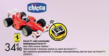 Promotions Ferrari f1 radio commandée radiobestuurd ferrari f1 - Chicco - Valide de 27/11/2018 à 24/12/2018 chez Cora