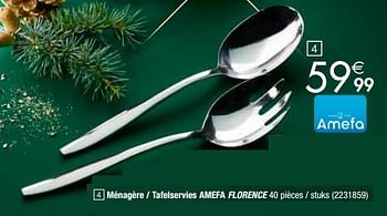 Promoties Ménagère - tafelservies amefa florence - Amefa - Geldig van 27/11/2018 tot 24/12/2018 bij Cora