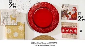 Promotions 20 serviettes - 20 servetten happy paper 3 - Produit maison - Cora - Valide de 27/11/2018 à 24/12/2018 chez Cora