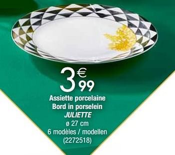 Promotions Assiette porcelaine bord in porselein juliette - Produit maison - Cora - Valide de 27/11/2018 à 24/12/2018 chez Cora