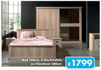 Promoties Bed , 2 nachttafels en kleerkast - Huismerk - O & O Trendy Wonen - Geldig van 01/12/2018 tot 31/12/2018 bij O & O Trendy Wonen