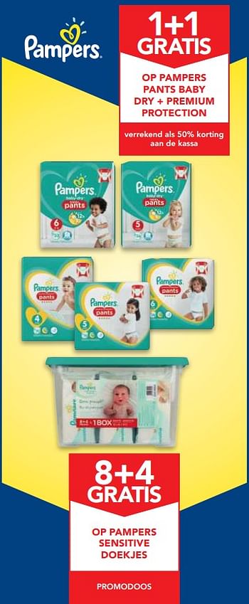 Promoties 1+1 gratis op pampers pants baby dry + premium protection - Pampers - Geldig van 05/12/2018 tot 18/12/2018 bij Makro