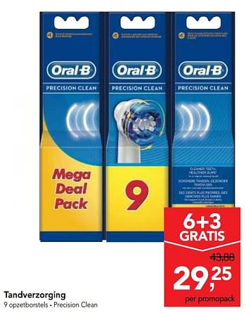 Promoties Tandverzorging 9 opzetborstels precision clean - Oral-B - Geldig van 05/12/2018 tot 18/12/2018 bij Makro