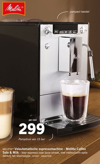 Promoties Melitta volautomatische espressomachine - melitta caffeo solo + milk - Melitta - Geldig van 01/12/2018 tot 31/12/2018 bij Lidl