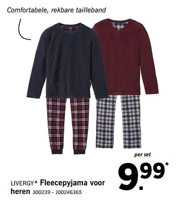Promotions Fleecepyjama voor heren - Livergy - Valide de 01/12/2018 à 31/12/2018 chez Lidl